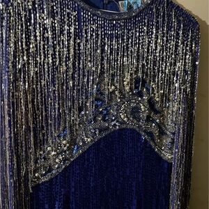 Stunning Blue and Silver glass beads Dress heavy